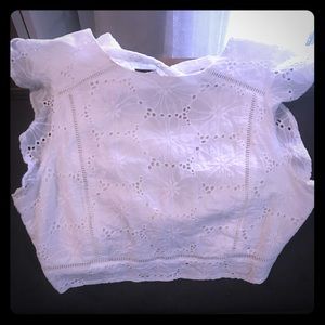 White crop top with open/cross cross/tie back